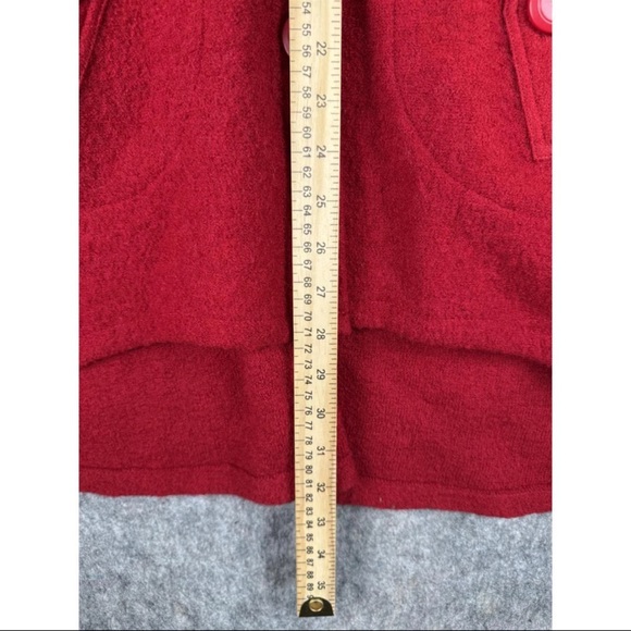 For Cynthia Coat Women's Size 3X Red Wool High-Low Hem 3/4 Sleeve Smocked Collar - Picture 5 of 7